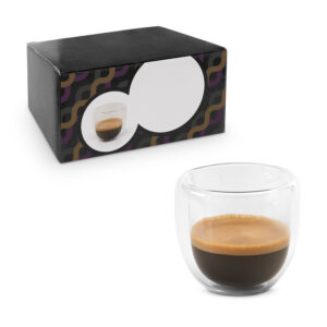 Conjunto de café em vidro isotérmico com 2 copos 75 mL